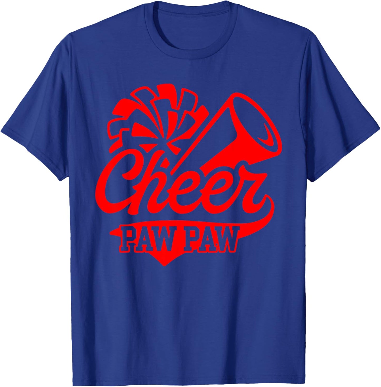 Cheer Paw Paw Biggest Fan Leopard Black And Red Pom Pom T-Shirt - T-Shirt | Royal