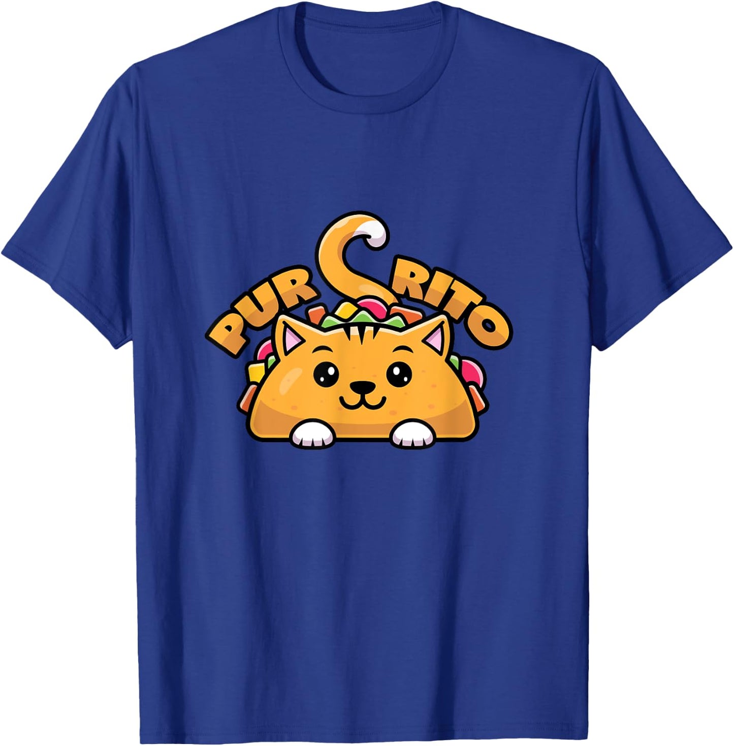 Purring Burrito Cat Pun Women Girls Kids T-Shirt - T-Shirt | Royal