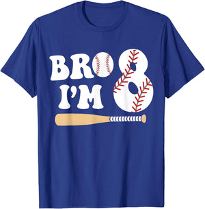 Baseball 8th Birthday Boy Bro I’m 8 Year Old Eight Party T-Shirt - T-Shirt | Royal