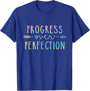 Back To School Progress Over Perfection Motivational Teacher T-Shirt - T-Shirt | Royal