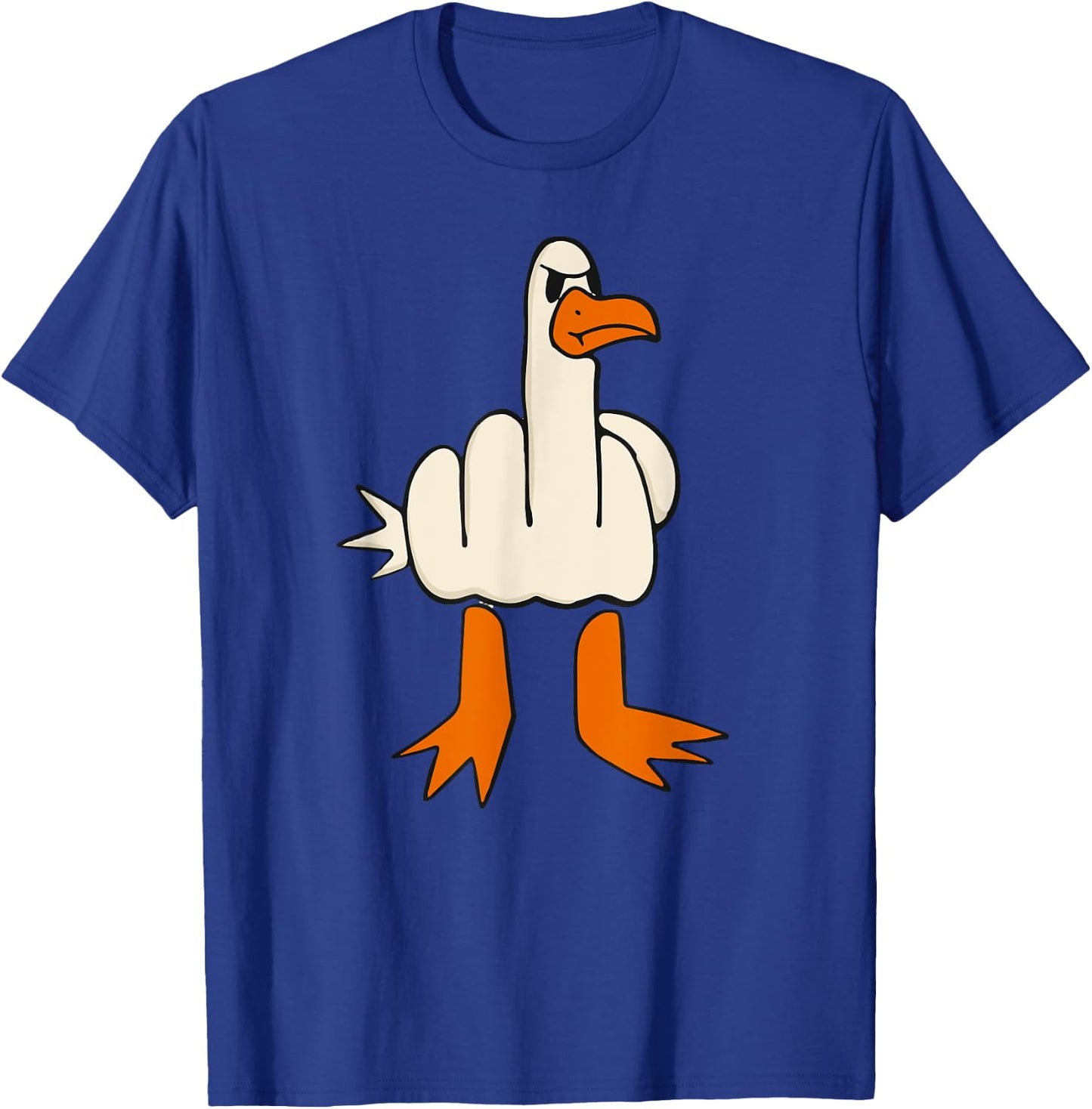 Middle Finger Seagull, Adult Humor, Funny Gesture Flip Off T-Shirt - T-Shirt | Royal