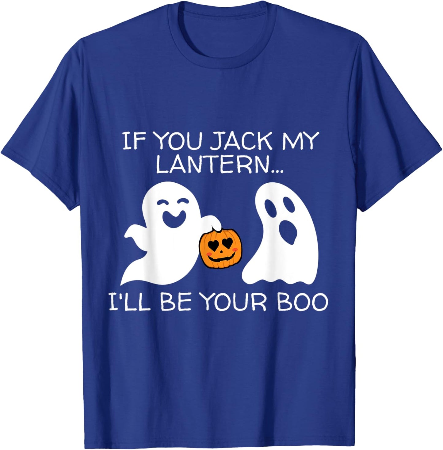 Funny Halloween Adult Ghost And Jack-o-Lantern Men Women T-Shirt - T-Shirt | Royal