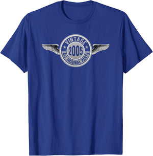 Vintage Born In 2005 Eagle Flying Classic 20th Birthday T-Shirt - T-Shirt | Royal