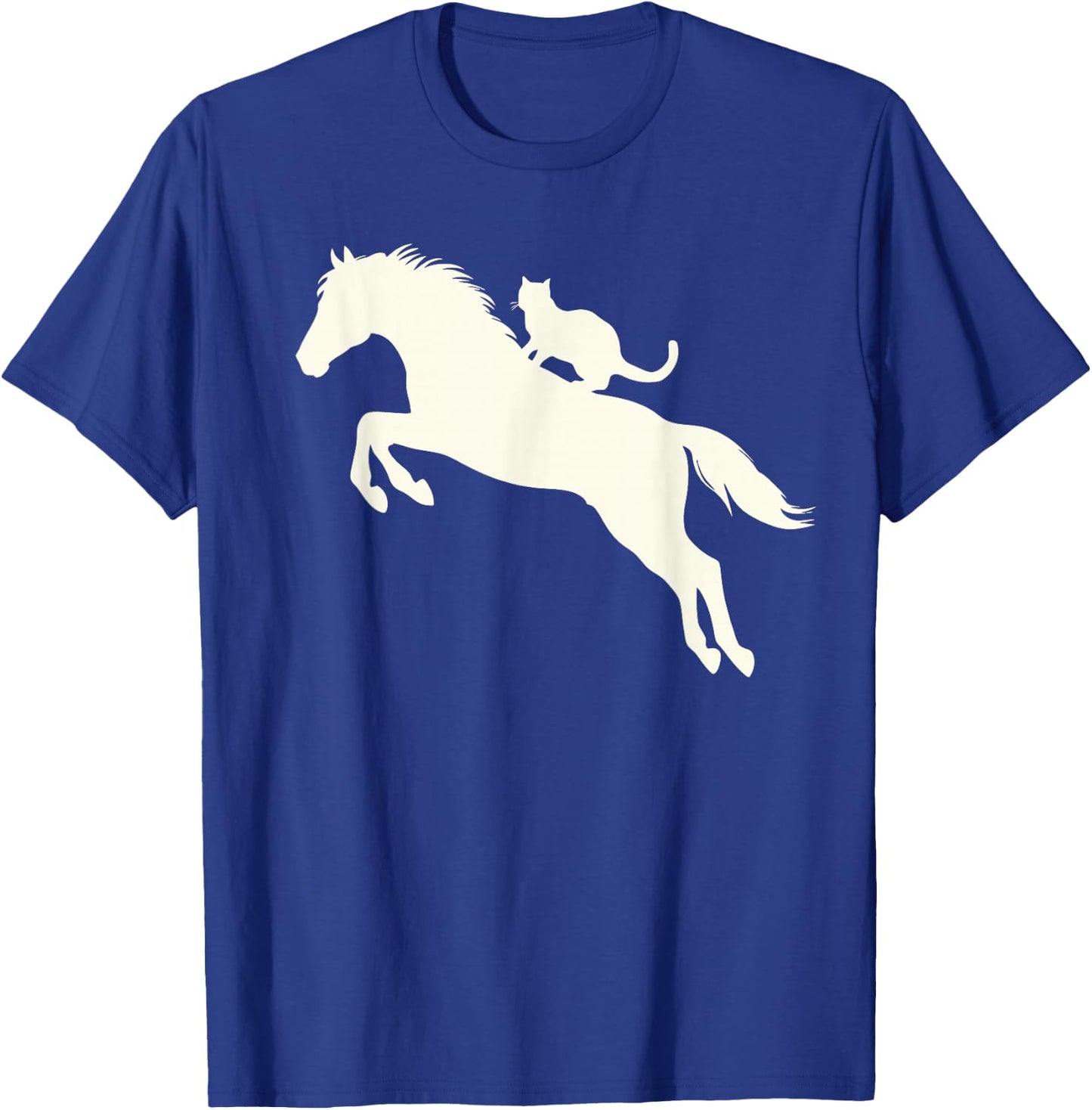 Horseback Riding Cat Silhouette for Animal Lovers Funny Cat T-Shirt - T-Shirt | Royal