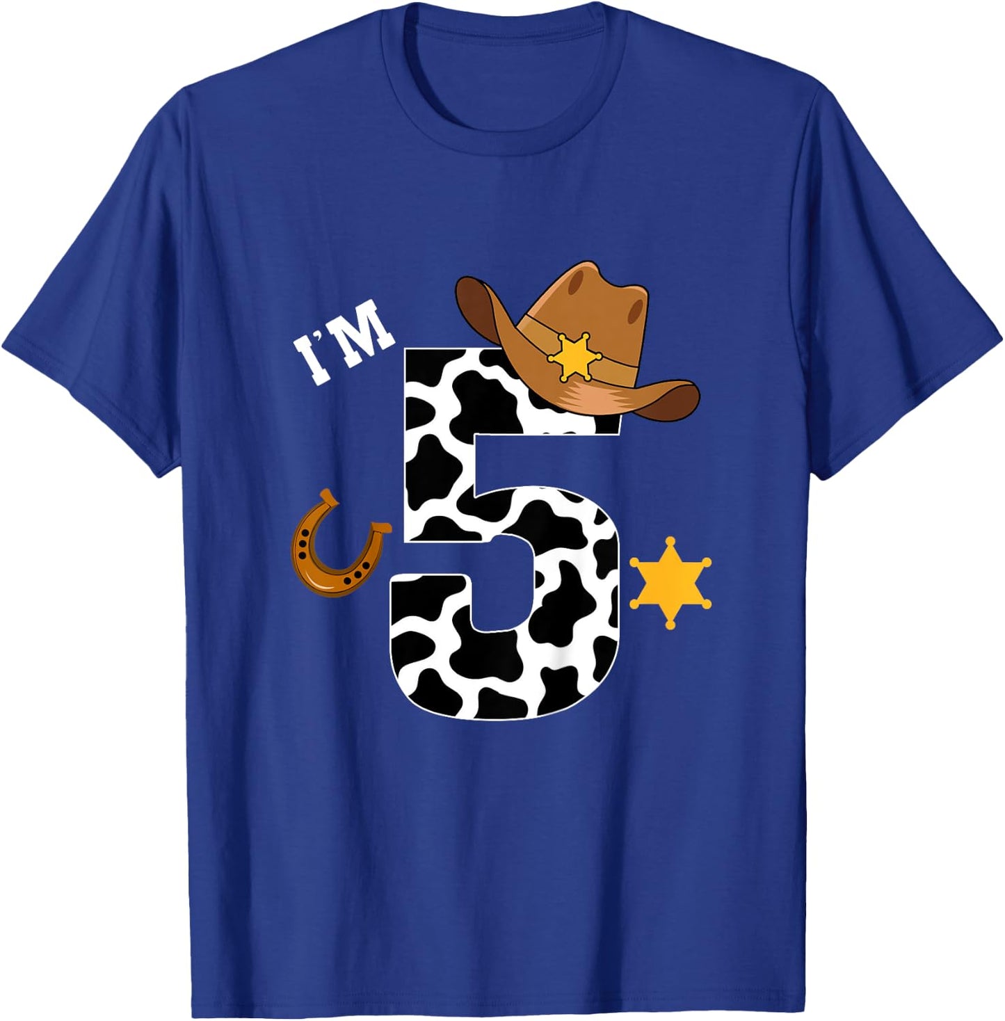 Kids 5th Birthday Shirt Boy 5 Year Old Rodeo Western Cowboy T-Shirt - T-Shirt | Royal