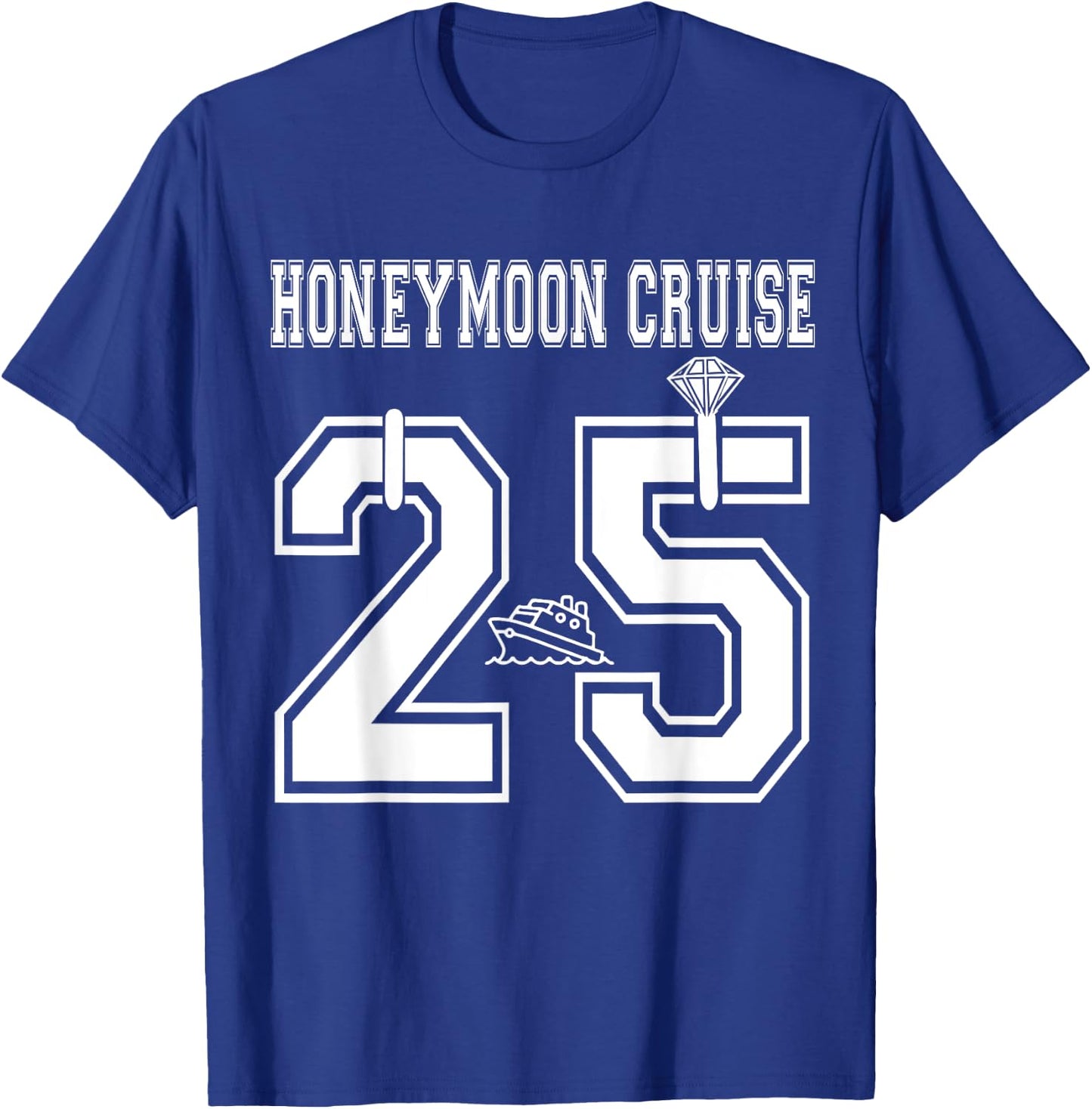 2025 Just Married Honeymoon Cruise Newlyweds Wife Husband T-Shirt - T-Shirt | Royal