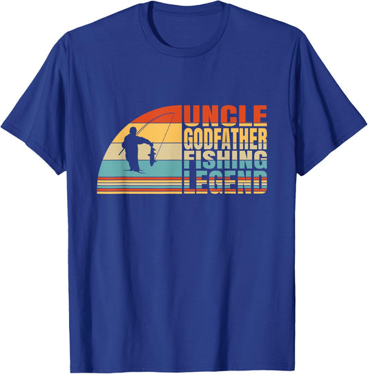 Uncle Godfather And Fishing Legend, Fishing Fisherman Uncle T-Shirt - T-Shirt | Royal