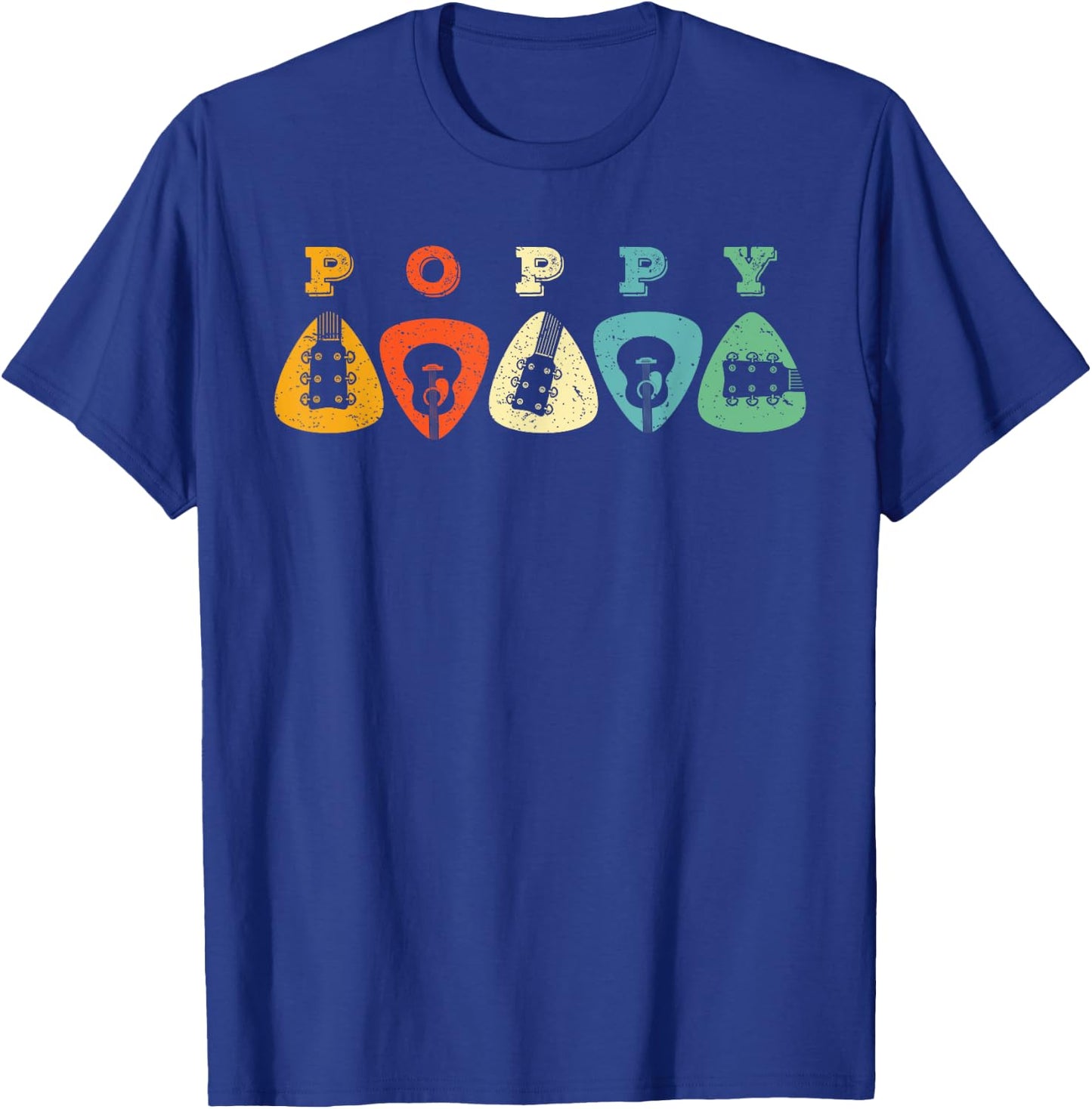 Poppy Guitar Pick Gift Grandpa Guitarist Retro Guitar Player T-Shirt - T-Shirt | Royal