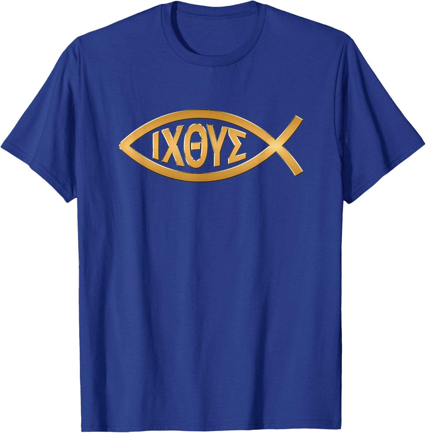 Christian Shirt - Ichthys Jesus Fish Symbol Emblem - Faith T-Shirt - T-Shirt | Royal