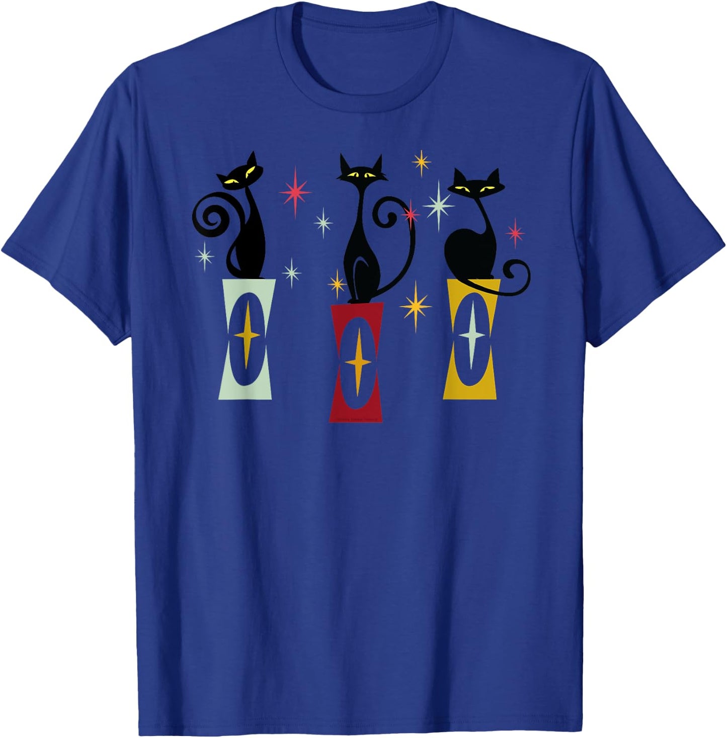 Vintage Cats Mid-Century Modern 50s 60s Retro Cat T-Shirt - T-Shirt | Royal