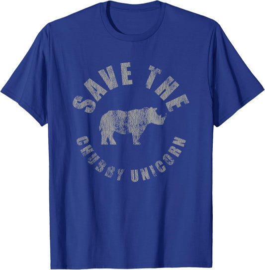 Distressed Save The Chubby Unicorn T-Shirt - T-Shirt | Royal