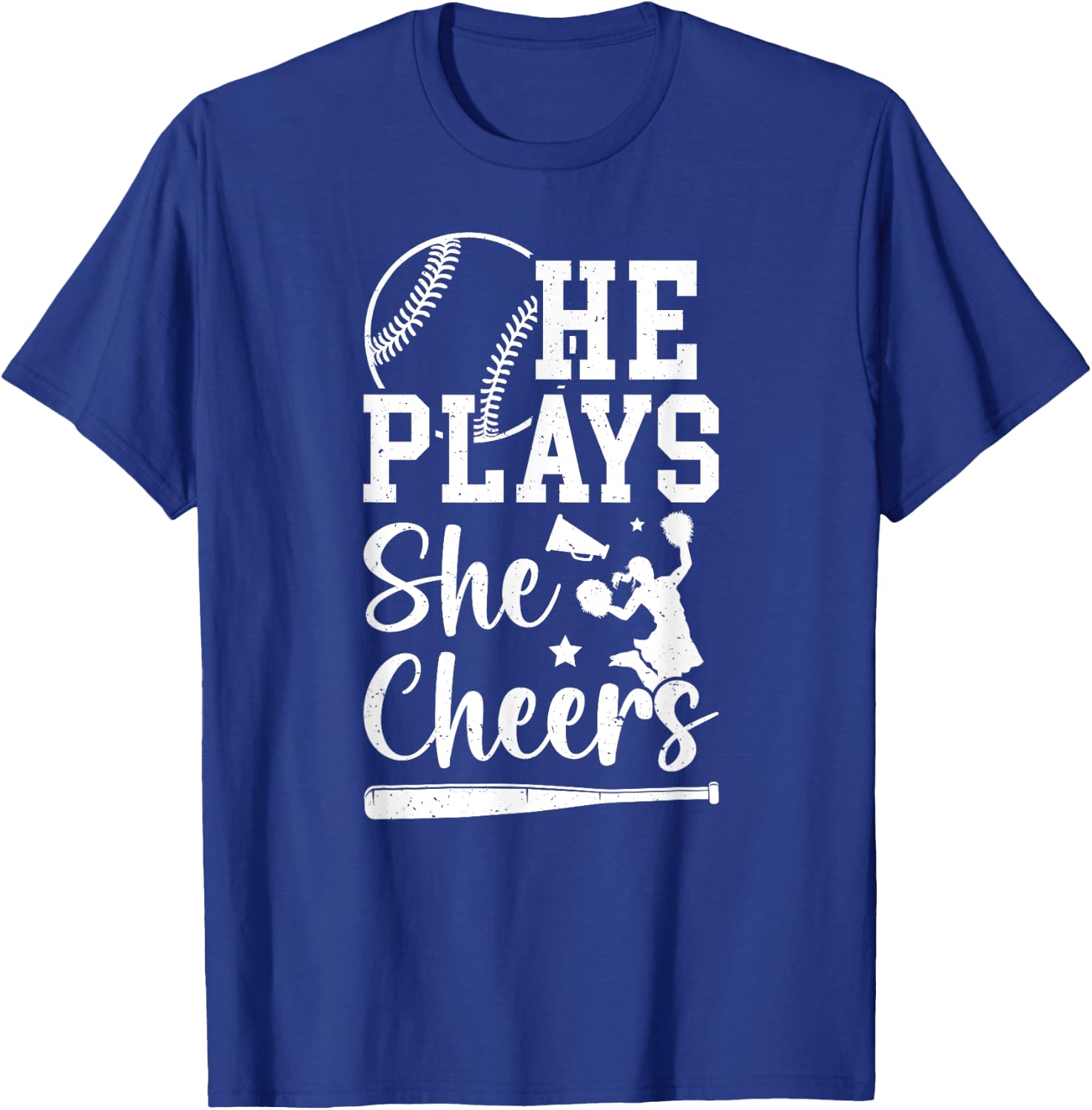 He Plays She Cheers Baseball And Cheer Mom T-Shirt - T-Shirt | Royal
