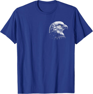 Cool Eagle with Yellow Eyes in Drawing Style on Chest T-Shirt - T-Shirt | Royal