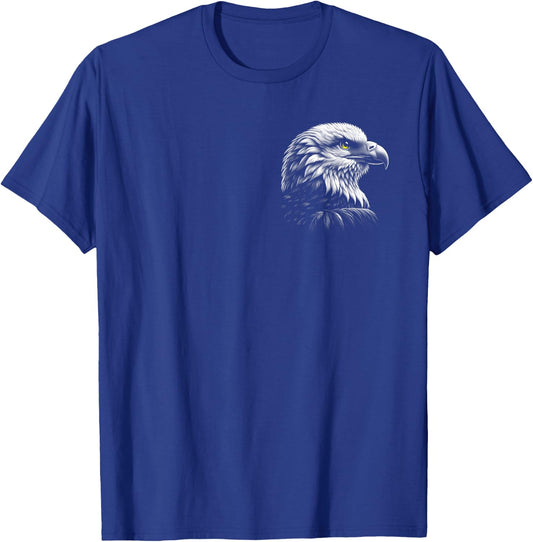 Cool Eagle with Yellow Eyes in Drawing Style on Chest T-Shirt - T-Shirt | Royal