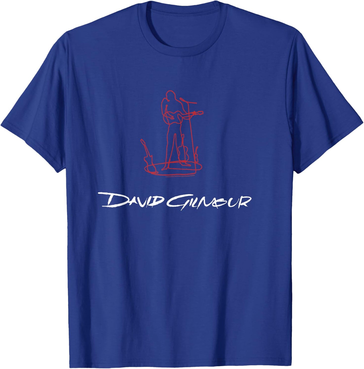 David Gilmour On An Island Red and White Sketch T-Shirt - T-Shirt | Royal