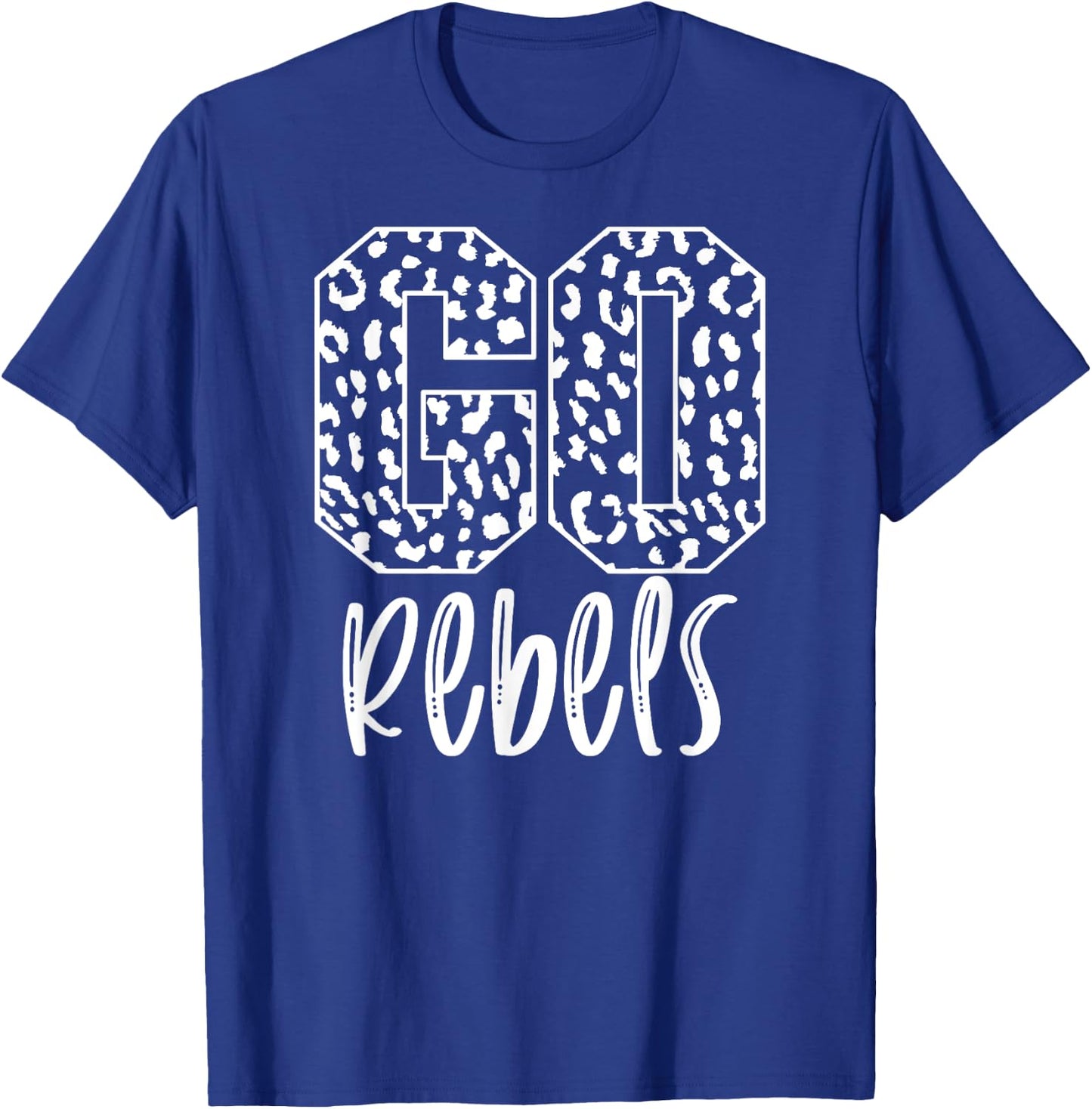 Rebels Team Mascot School Spirit Game Night Leopard Print T-Shirt - T-Shirt | Royal