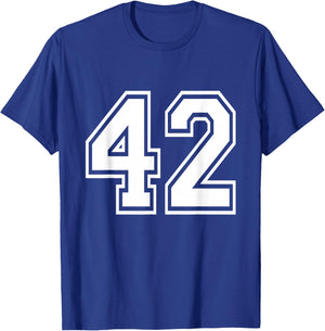 Number 42 Varsity Sports Team Jersey 42nd Birthday 42 Years T-Shirt - T-Shirt | Royal