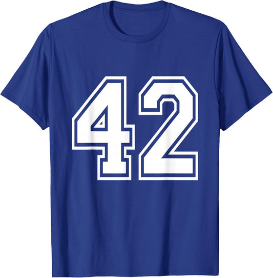 Number 42 Varsity Sports Team Jersey 42nd Birthday 42 Years T-Shirt - T-Shirt | Royal
