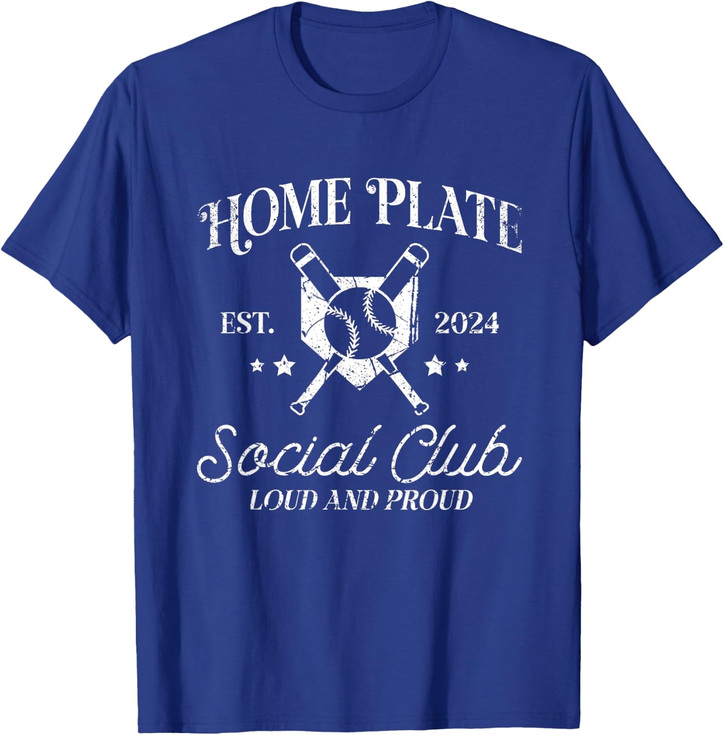 Vintage Baseball Home Plate Social Club T-Shirt - T-Shirt | Royal