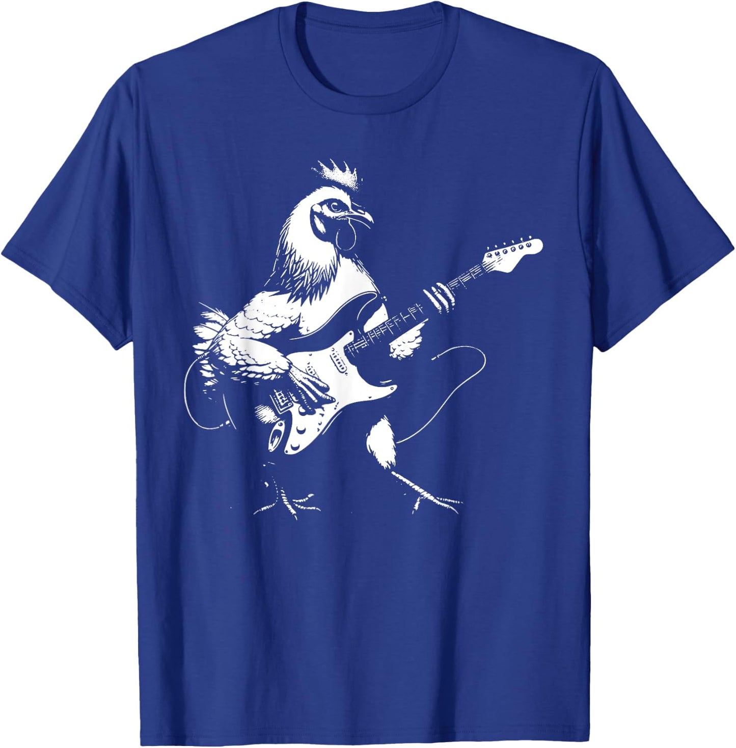 Chicken Playing Bass Guitar Shirt Men Animal Playing Guitar T-Shirt - T-Shirt | Royal