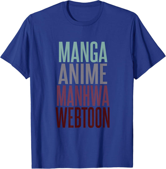 Manga Anime Manhwa Webtoon Typography Design T-Shirt - T-Shirt | Royal