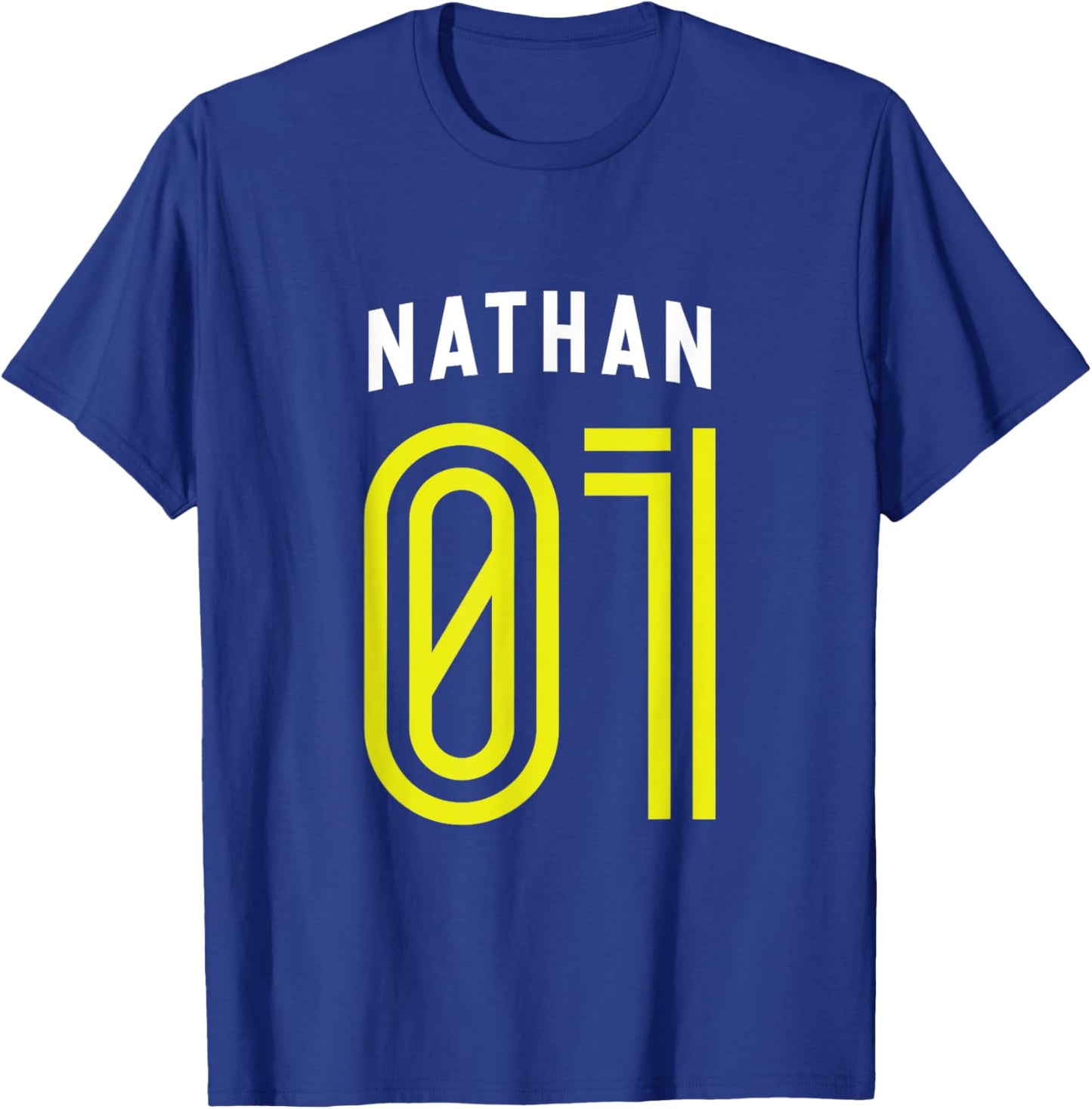 NATHAN 01 - Number One Team Sports Fan Varsity Style T-Shirt - T-Shirt | Royal