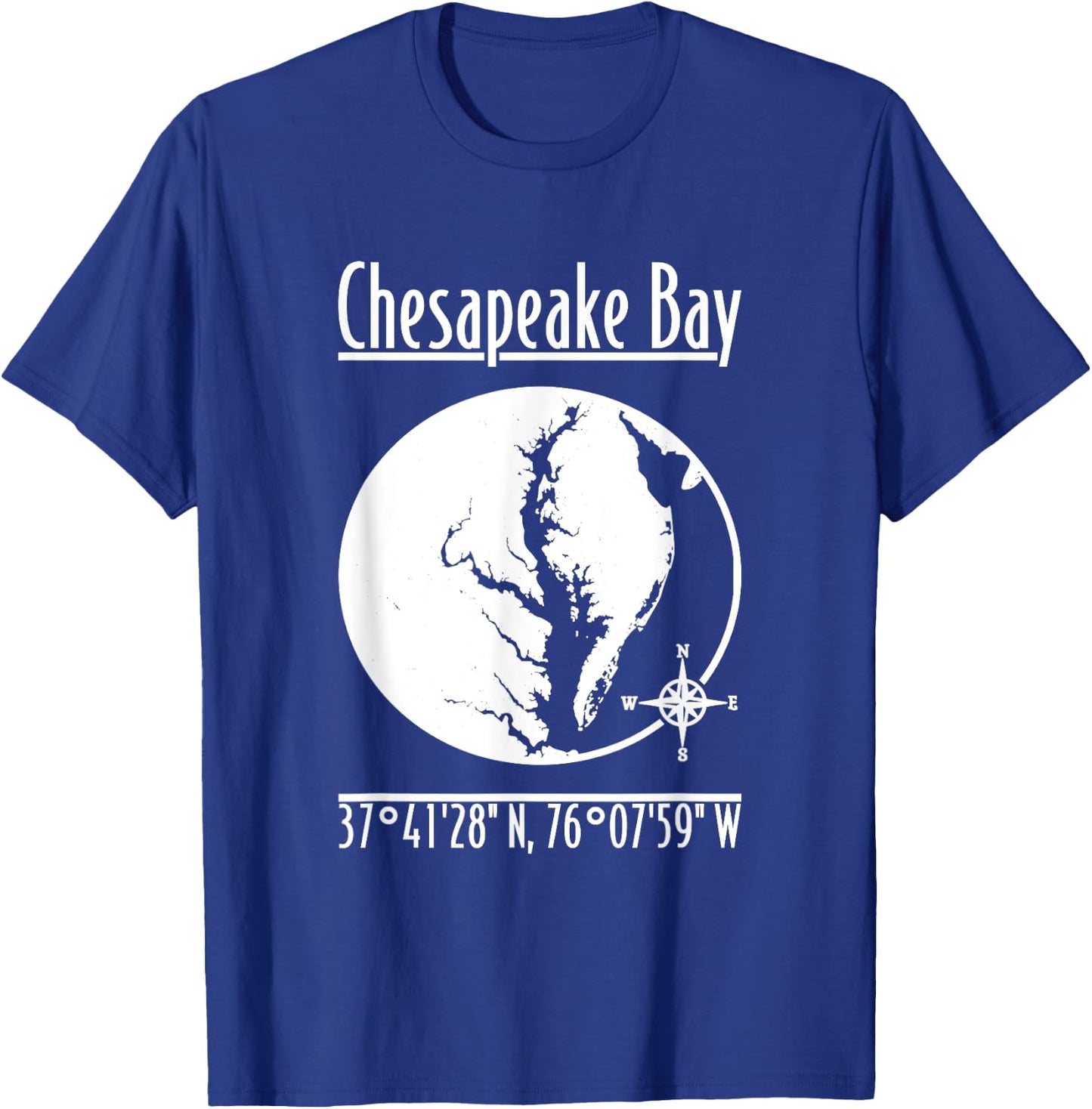 Designed by GeoGearCo Modern Chesapeake Bay Nature , Men's -Adults, Short Sleeve, Black, Small T-Shirt - T-Shirt | Royal