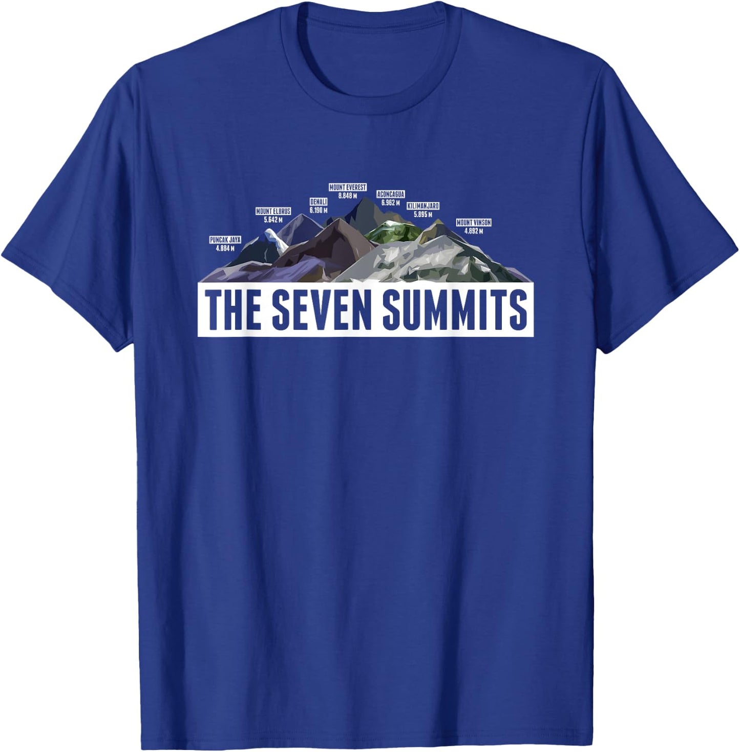 Seven Summits Mountaineering Climbing Hiking Gift T-Shirt - T-Shirt | Royal