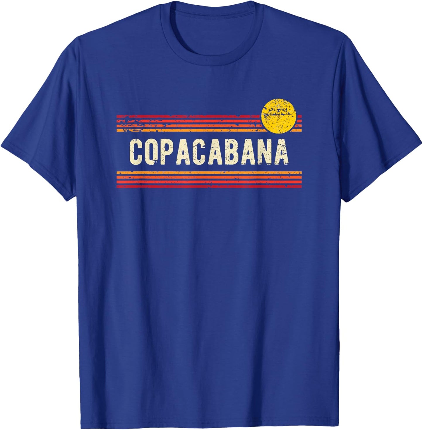 Copacabana Rio de Janeiro Retro Distressed Sunset Design T-Shirt - T-Shirt | Royal