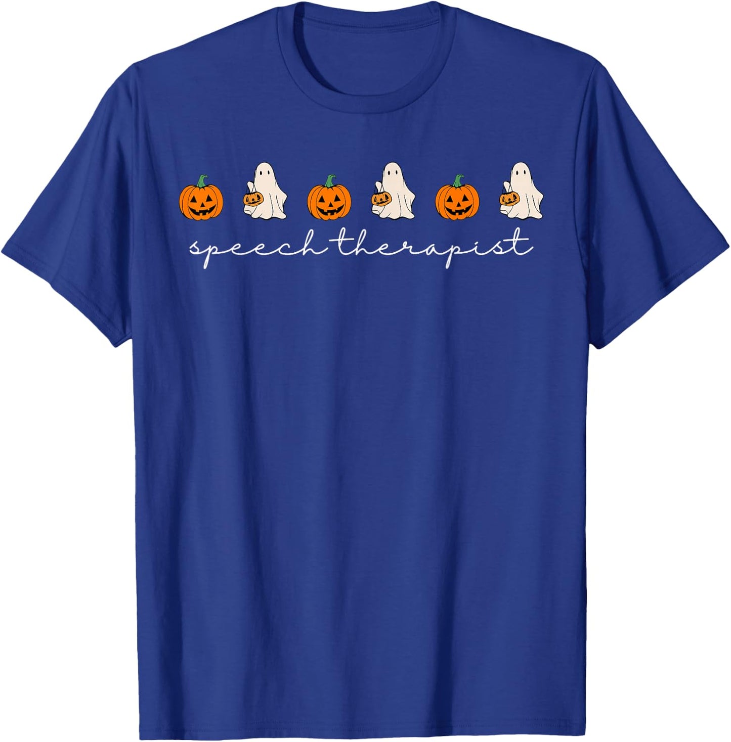 Speech Therapist Pumpkin Ghost SLP Speech Therapy Halloween T-Shirt - T-Shirt | Royal
