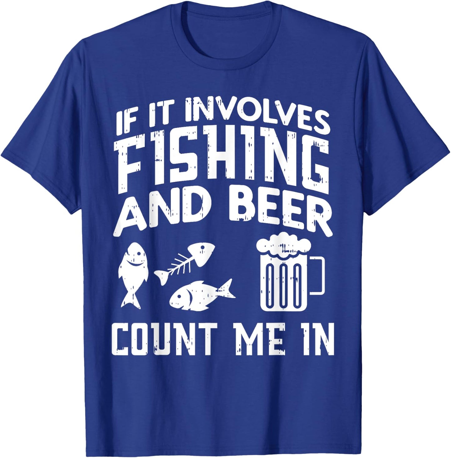 Fishing And Beer Funny Fisherman Dad Fathers Day Men Gift T-Shirt - T-Shirt | Royal