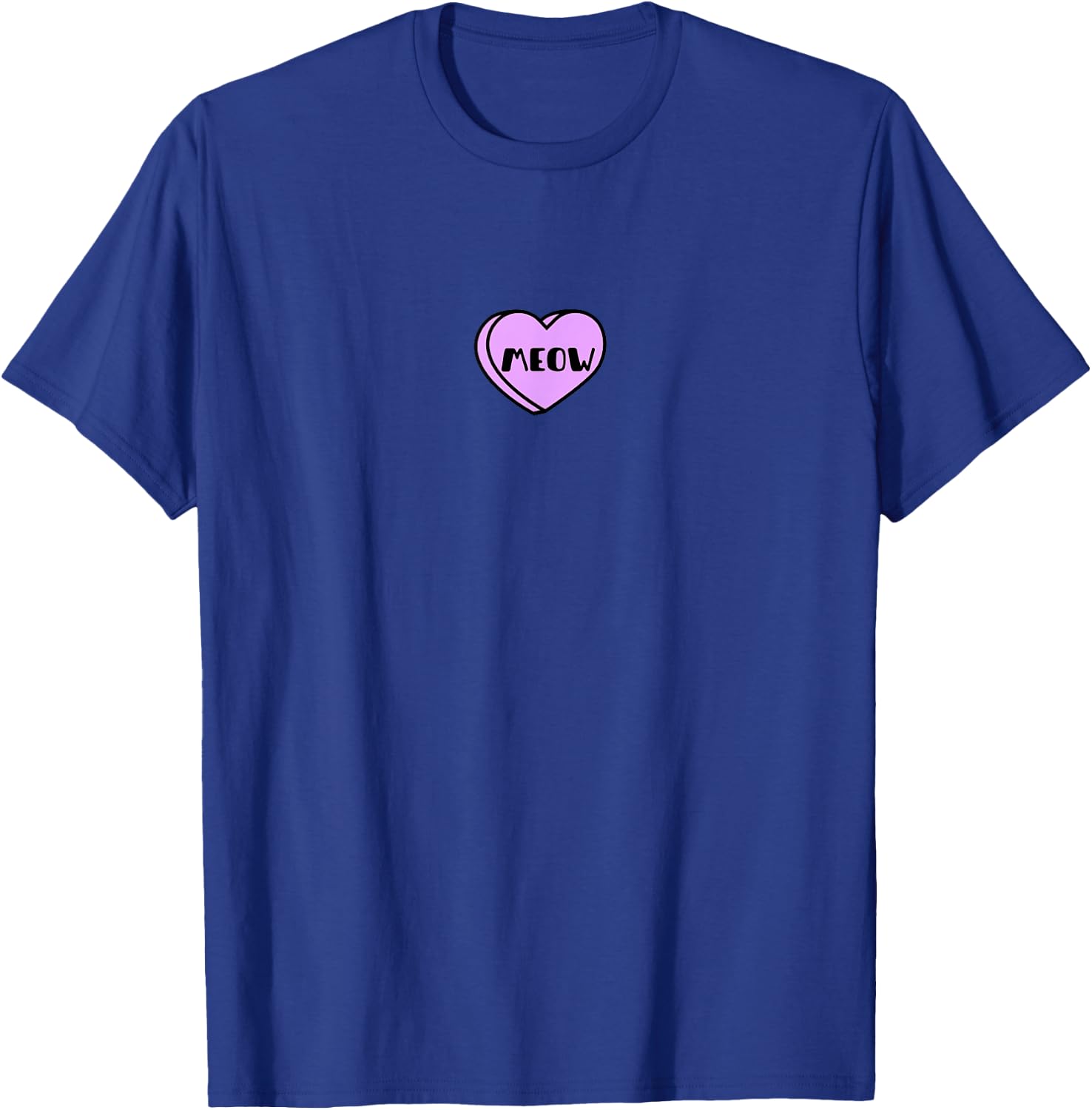 Meow Love Heart Valentines Candy Funny Word Cat Lover Lady T-Shirt - T-Shirt | Royal