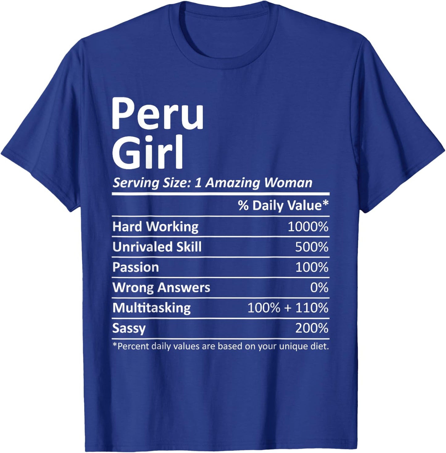 PERU GIRL IN INDIANA Funny City Home Roots USA Gift T-Shirt - T-Shirt | Royal