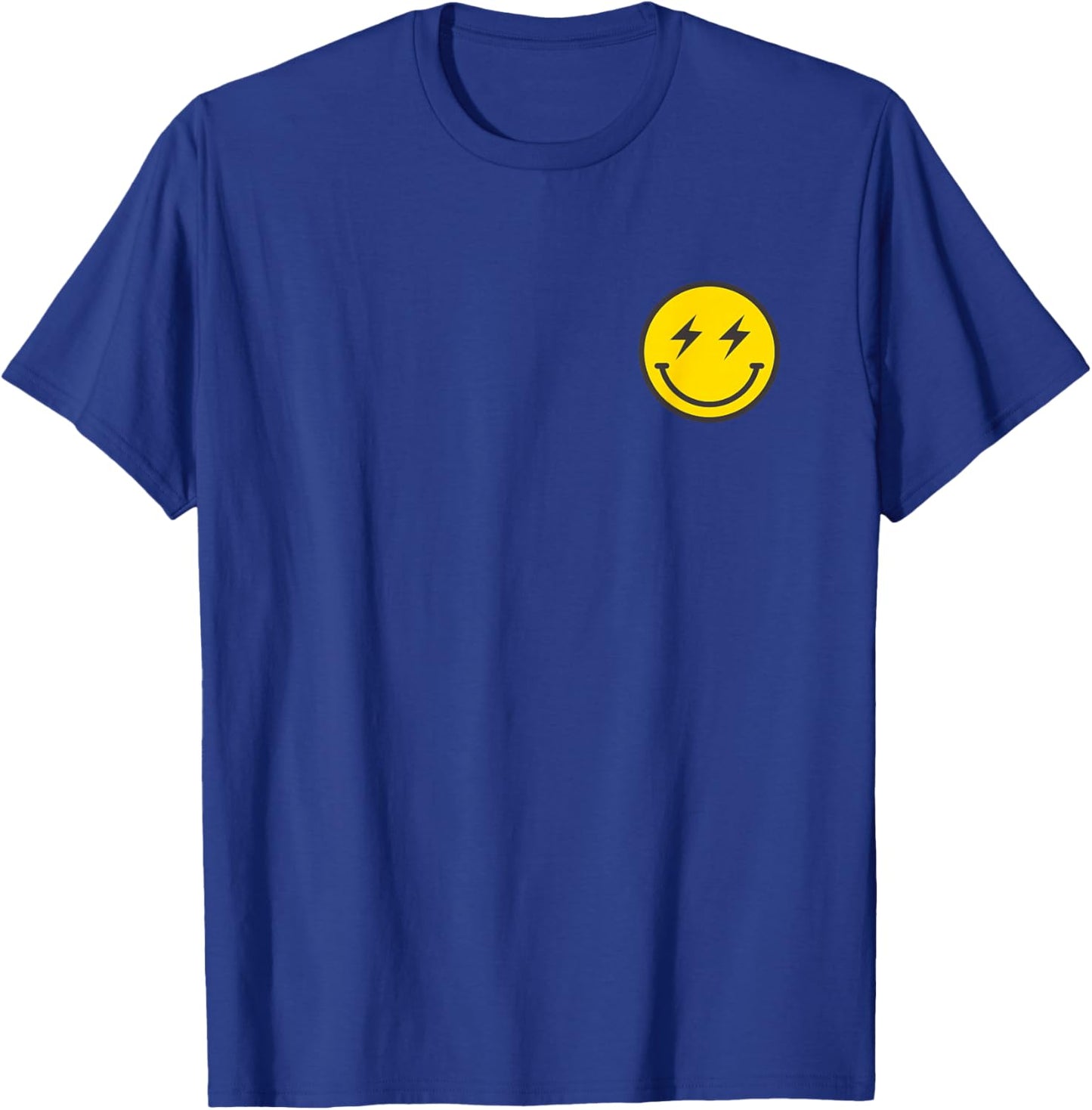 Minimalist 80s Lightning Bolt Eyes Happy Smiling Smile Face T-Shirt - T-Shirt | Royal