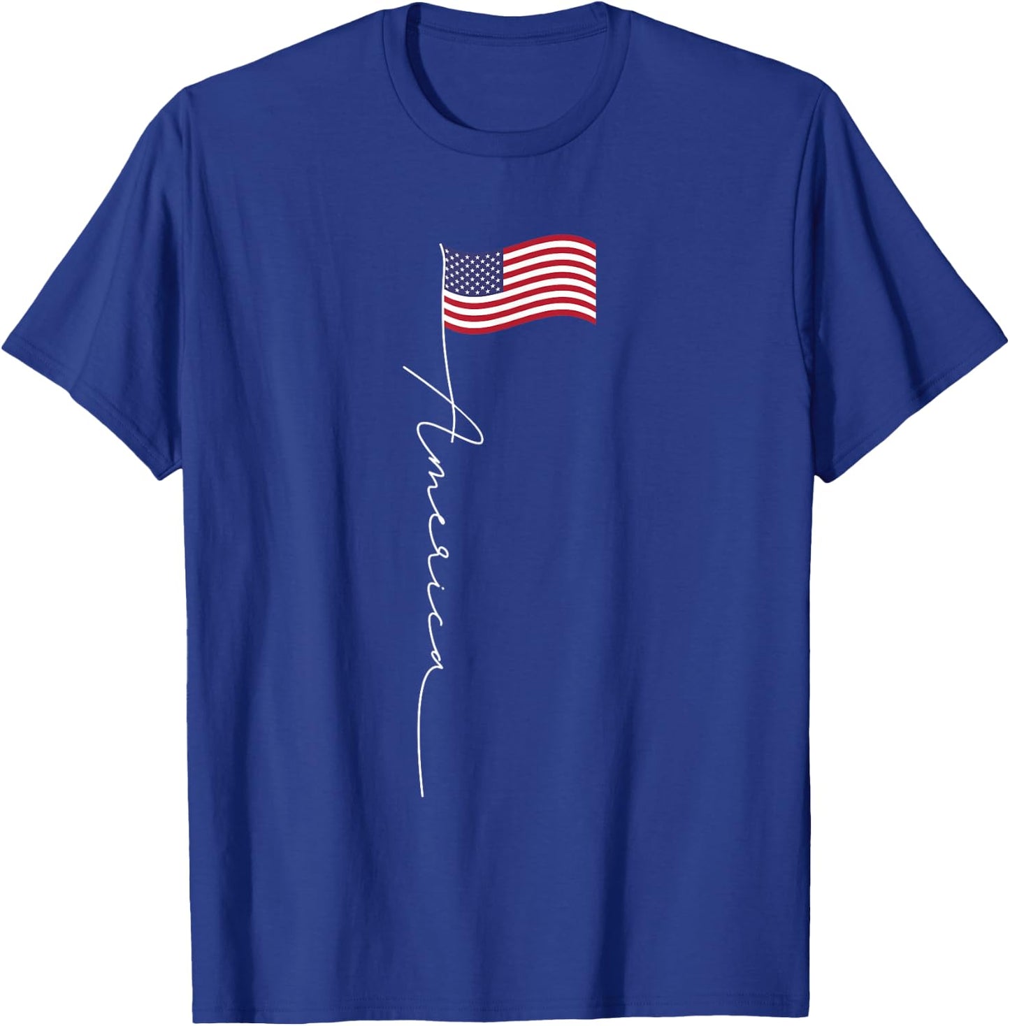 America Signature Flag Pole - Patriotic American Flag T-Shirt - T-Shirt | Royal