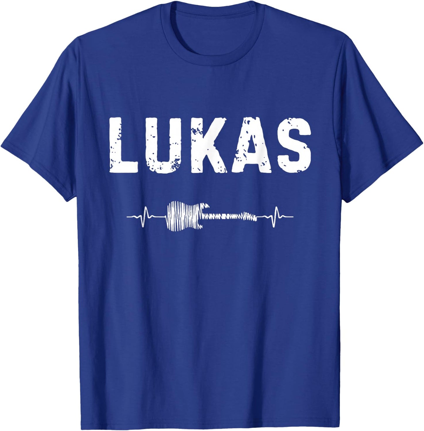 Lukas Guitar Heartbeat Music Guitarist Retro Vintage T-Shirt - T-Shirt | Royal