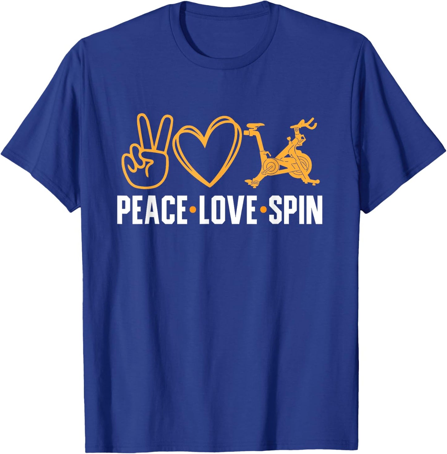 Indoor Cycling Spinning Peace Love Spin Class Workout T-Shirt - T-Shirt | Royal