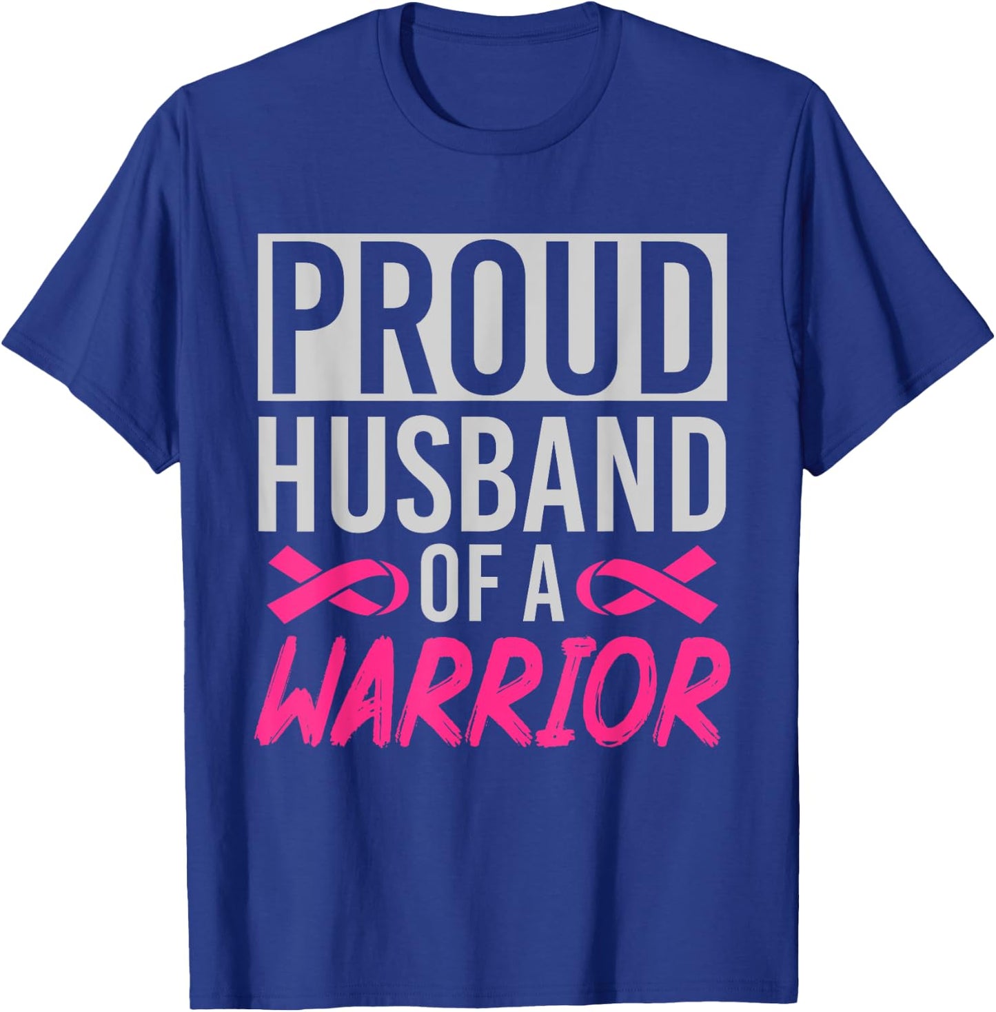 Supporter Husband Pink Ribbon Breast Cancer Awareness T-Shirt - T-Shirt | Royal