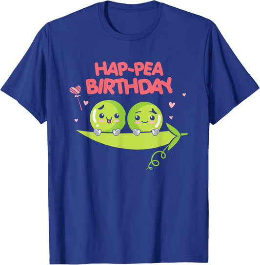 Vegan Peas Plant Based Hap-Pea Birthday Pea T-Shirt - T-Shirt | Royal
