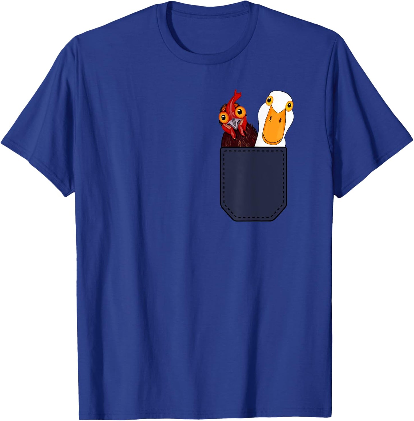 Cute Chicken and Duck in a Pocket. Chicken Farmers Animal T-Shirt - T-Shirt | Royal