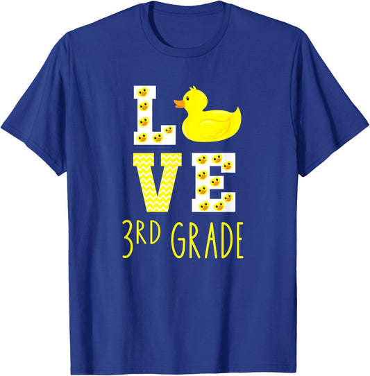 Love 3rd Grade Back To School Yellow Duck 3rd Grade Teacher Women Kids T-Shirt - T-Shirt | Royal