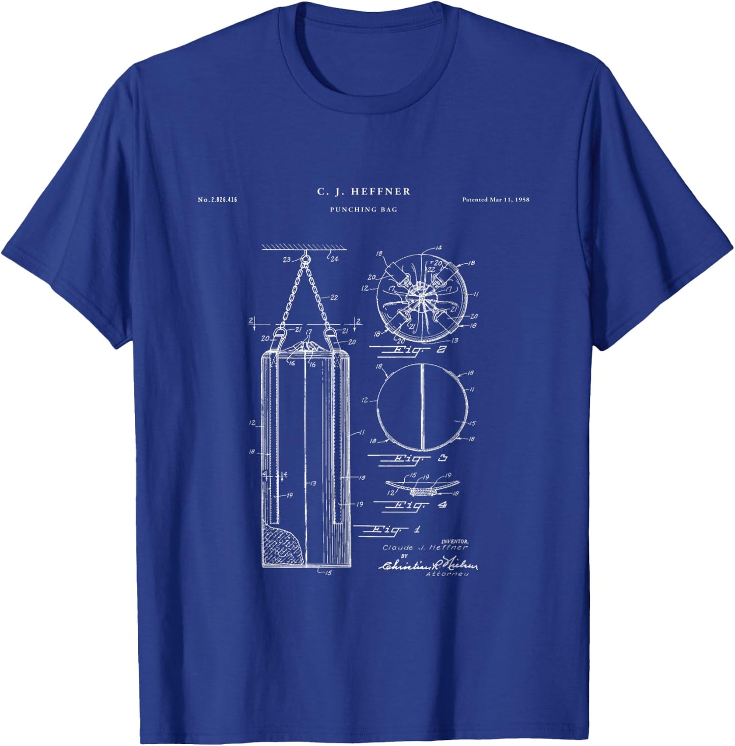 Punching Bag Patent - Boxing T-Shirt - T-Shirt | Royal