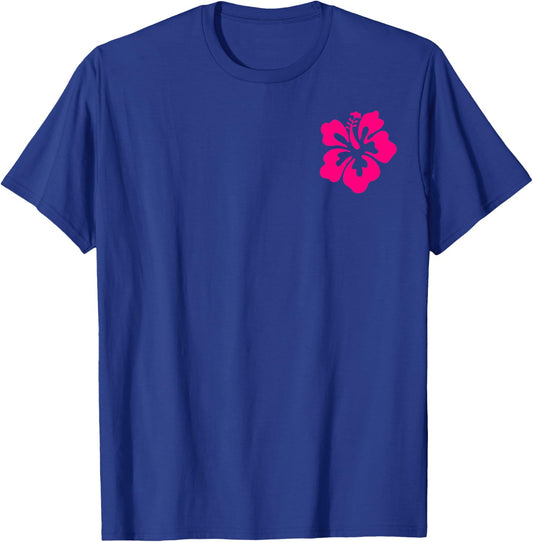 Beach Bum, FULL BACK GRAPHIC, Summer Surf Beach Hibiscus T-Shirt - T-Shirt | Royal