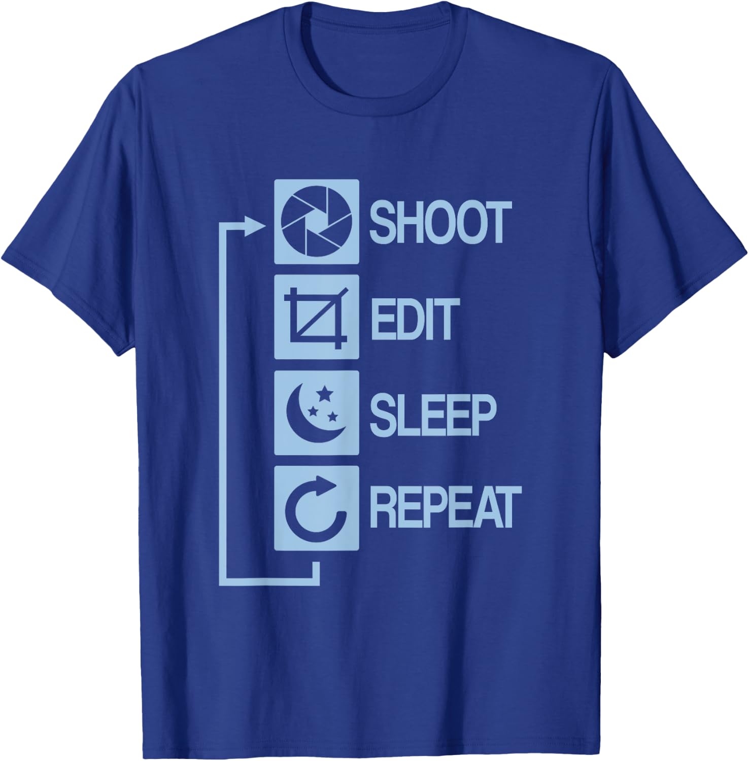 Shoot Edit Sleep Repeat Photography T-Shirt - T-Shirt | Royal