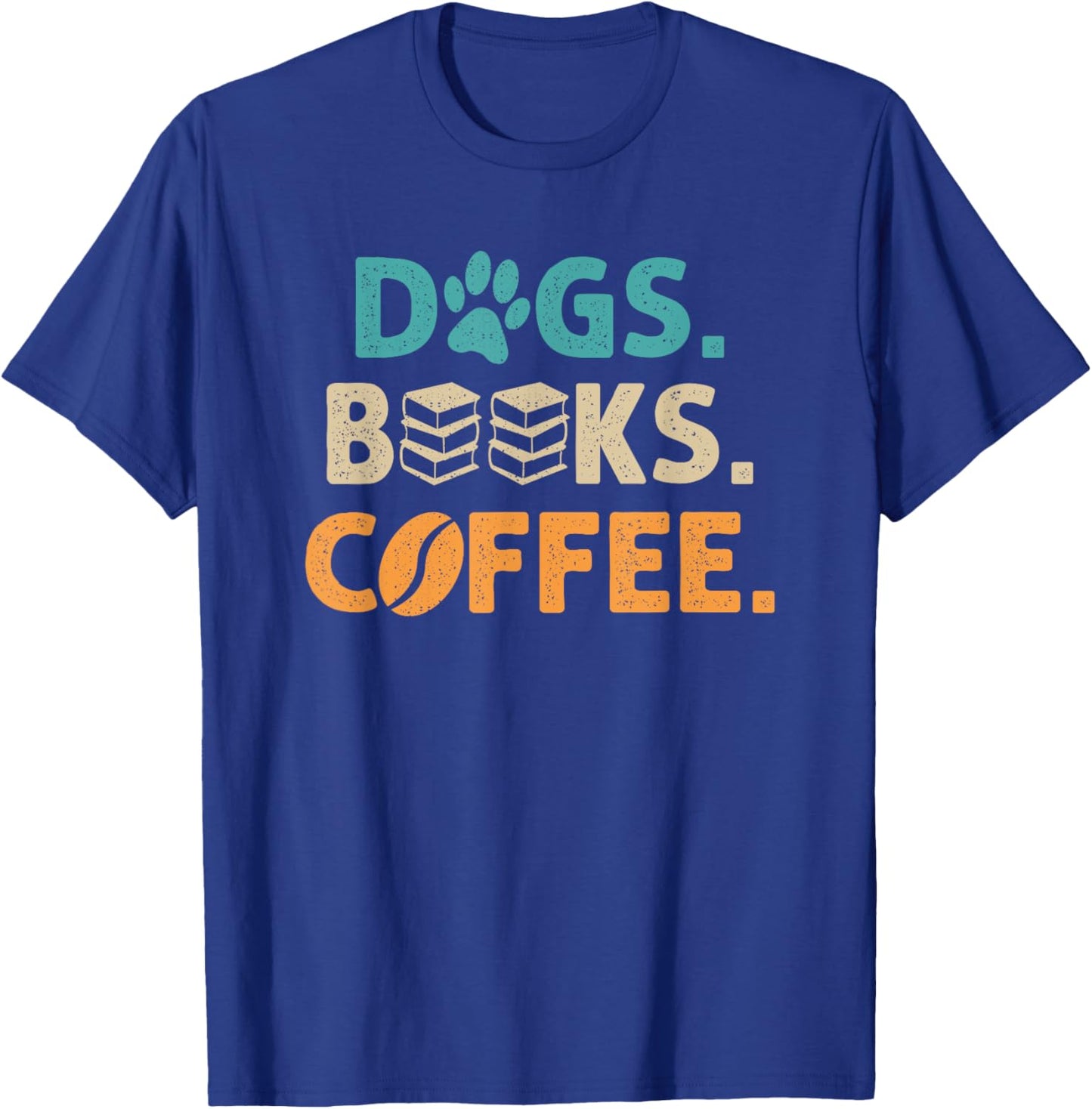 Dogs Books Coffee Funny Reading Book Lover T-Shirt - T-Shirt | Royal
