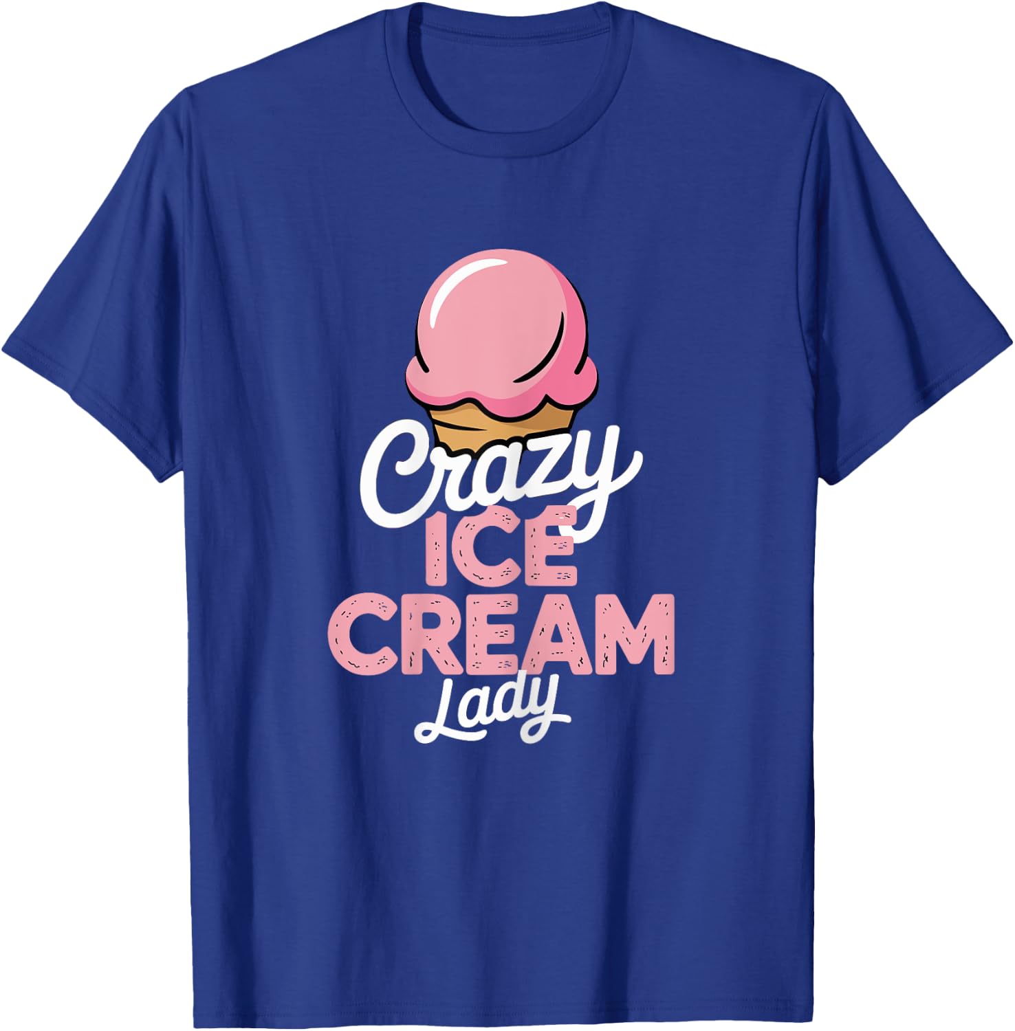 Funny Summer Crazy Ice Cream Lady T-Shirt - T-Shirt | Royal
