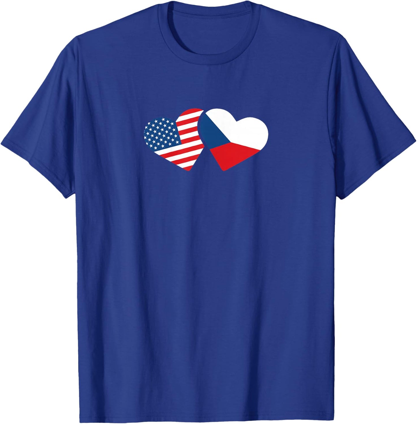 Czech Republic USA Flag T Shirt Heart Czech Americans Love T-Shirt - T-Shirt | Royal