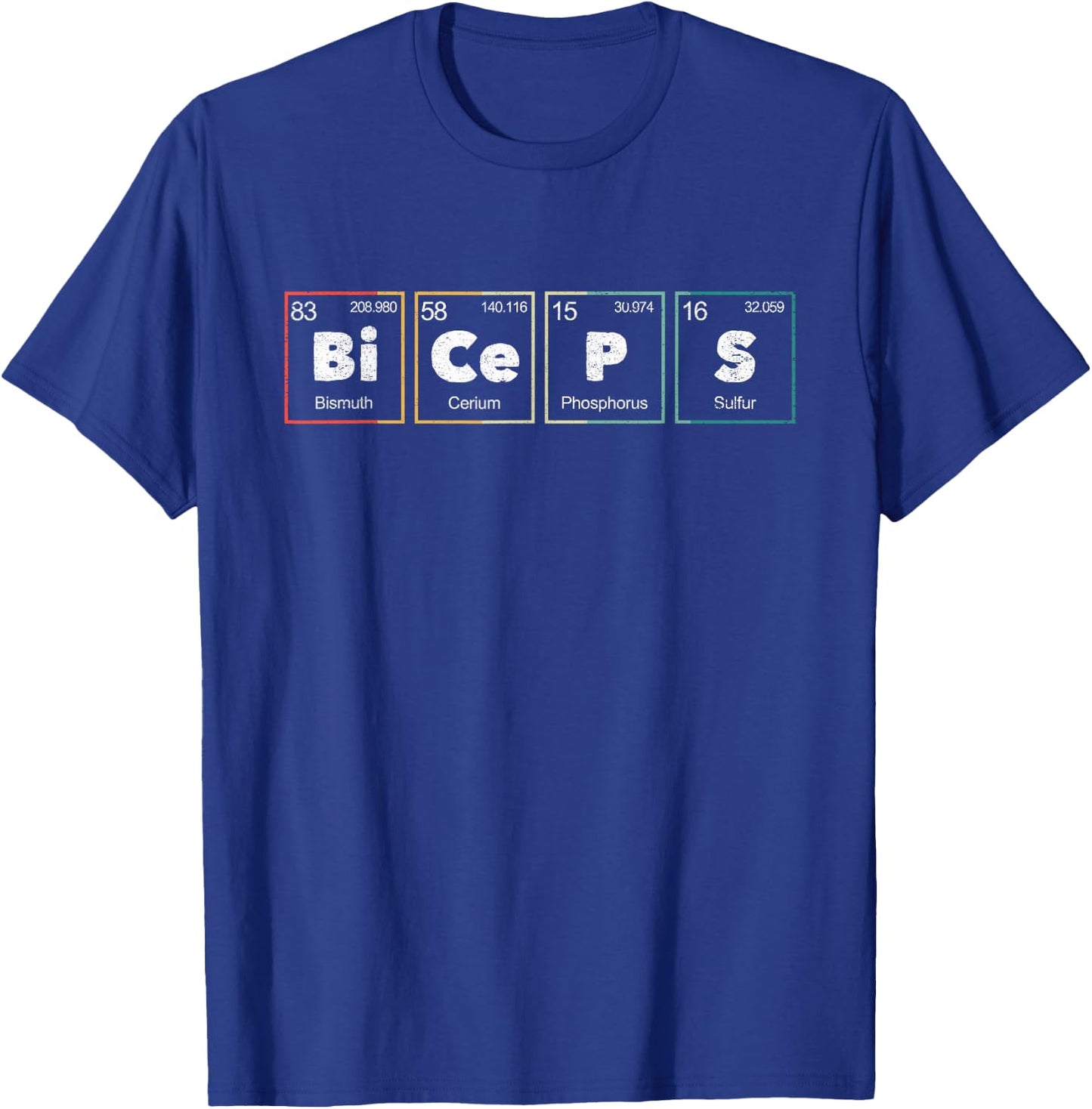 Bodybuilding Weightlifting Biceps Periodic Table Elements T-Shirt - T-Shirt | Royal