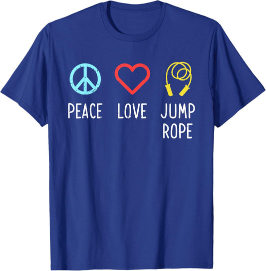 Peace Love Jump Rope Jumping Skipping Sports Gift T-Shirt - T-Shirt | Royal