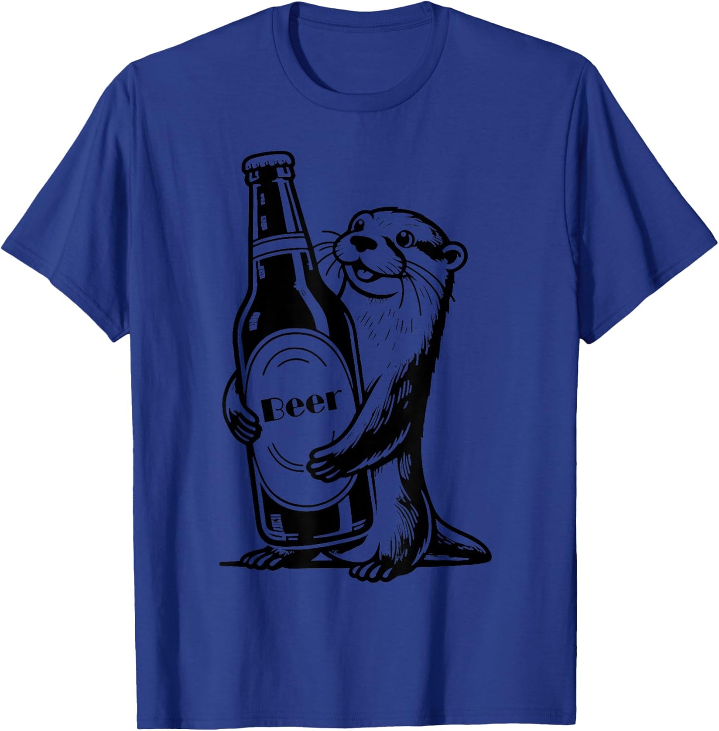 Funny Cute Otter Holding Beer Cool Animal Sea Otters T-Shirt - T-Shirt | Royal